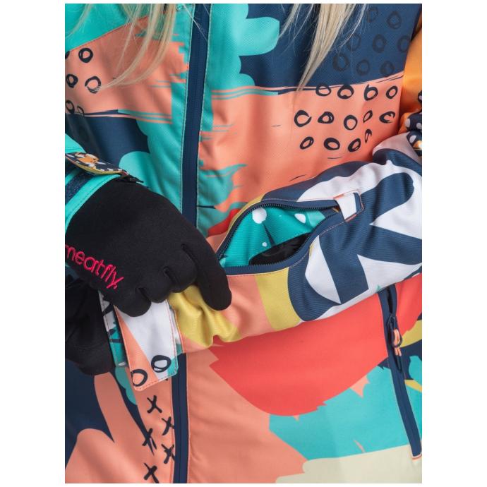 Сноубордическая куртка MEATFLY «DEBORAH JACKET» - DEBORAH-Mint/Pastel Splash - Цвет Голубой - Фото 5