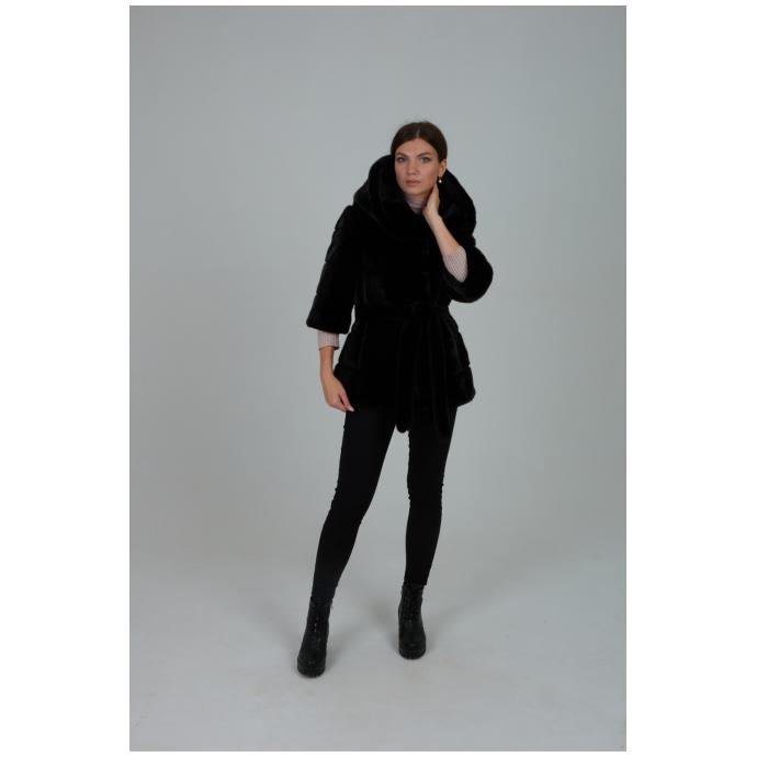 Женская шубка из искусственного меха VITIA WJ - 99038-Черный - Цвет Черный - Фото 3