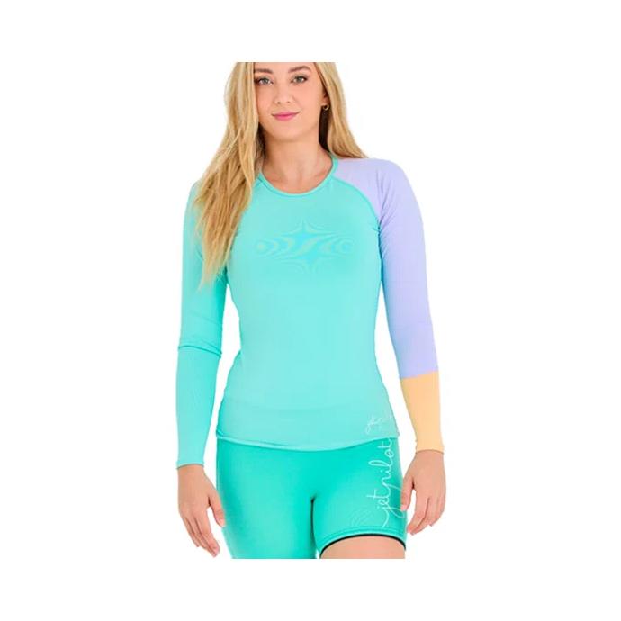 Гидромайка женская длинный рукав Jetpilot PACER LS - 250540-RASHIE TEA - Цвет Голубой - Фото 1