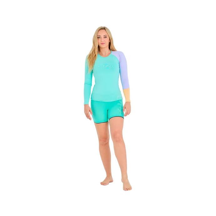 Гидромайка женская длинный рукав Jetpilot PACER LS - 250540-RASHIE TEA - Цвет Голубой - Фото 4