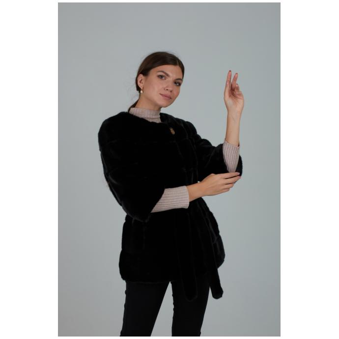 Женская шубка из искусственного меха VITIA WJ - 99038-Черный - Цвет Черный - Фото 19