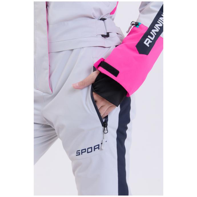 ЖЕНСКИЙ СНОУБОРДИЧЕСКИЙ КОМБИНЕЗОН RUNNING SPORT - 8822-серый/малиновый - Цвет Розовый - Фото 10