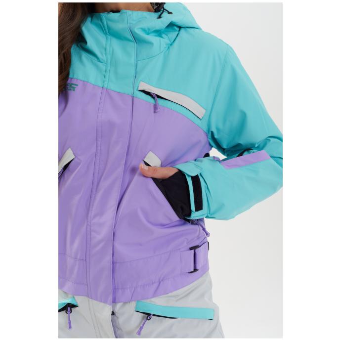 ЖЕНСКИЙ СНОУБОРДИЧЕСКИЙ КОМБИНЕЗОН RUNNING SPORT - 7799_1-серый/лиловый/бирюзовый - Цвет Серый - Фото 10