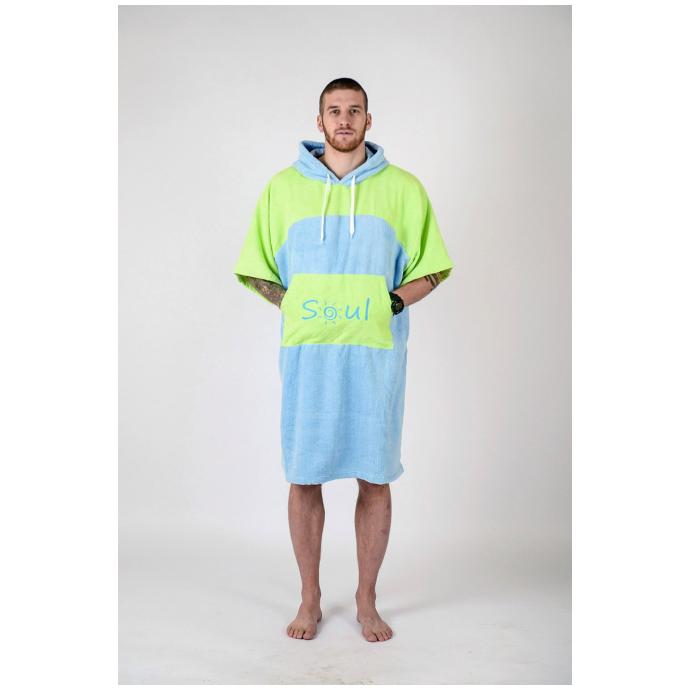 Флисовое пончо SOUL двухцветное - Soul-poncho-two-color-blue-green - Цвет Голубой - Фото 2