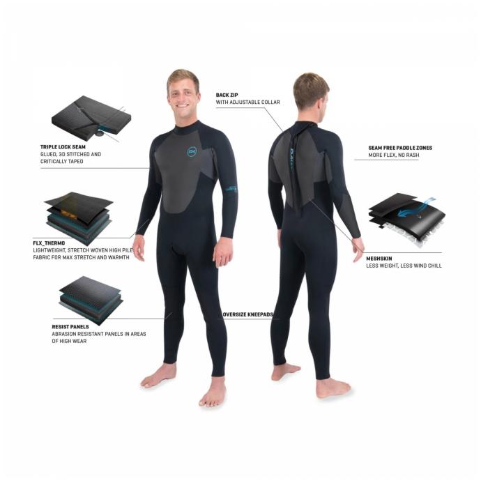 Гидрокостюм DAKINE Men's Quantum Back Zip Full Suit 3/2mm GBS Black/Grey - DK22M32QBZ-Black/Grey - Цвет Черный - Фото 5