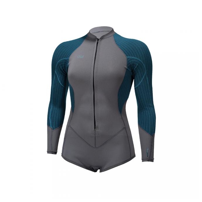 Гидрокостюм женский без ног длинный рукав на молнии O'Neill WMS BLUEPRINT 2/1.5 FRONT ZIP L/S SURF SUIT S21  - 5447 GV8 - Цвет Серый, Голубой - Фото 1