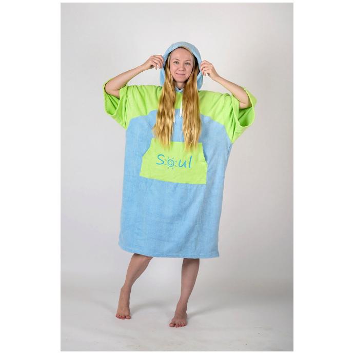 Флисовое пончо SOUL двухцветное - Soul-poncho-two-color-blue-green - Цвет Голубой - Фото 1