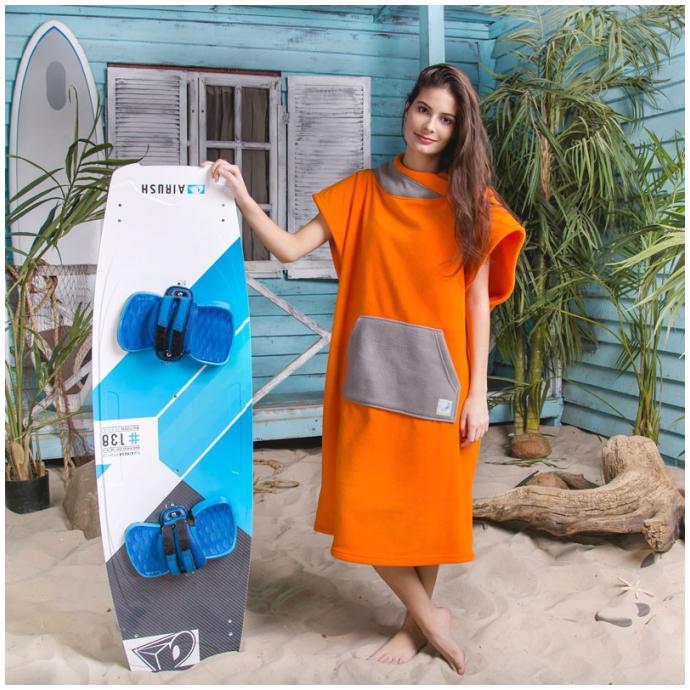 Пончо SURF SILVER - Пончо SURF SILVER  (оранжево-серое) - Цвет Зеленый, Оранжевый - Фото 1