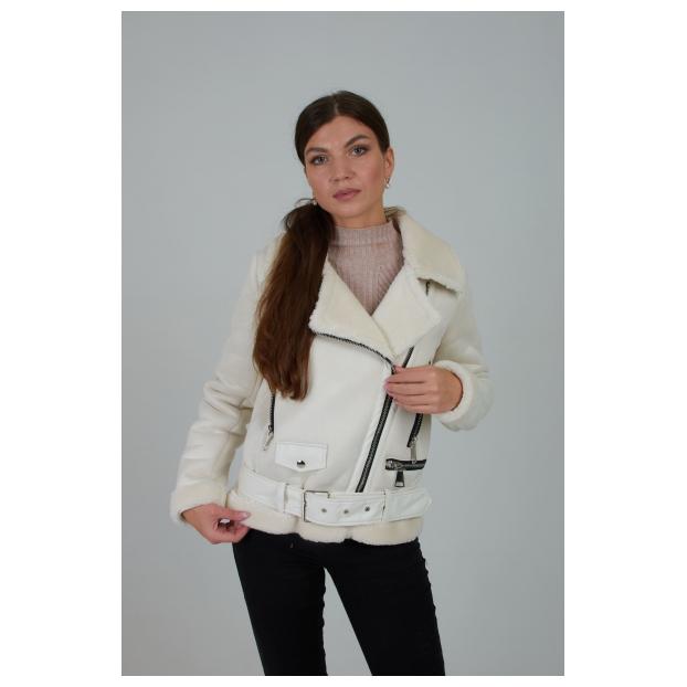 Дубленка женская из эко замши AIRMATE  - Аритикул 22-236-белый-XL - Фото 4