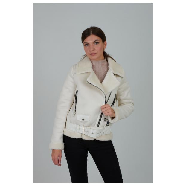 Дубленка женская из эко замши AIRMATE  - Аритикул 22-236-белый-XL - Фото 2